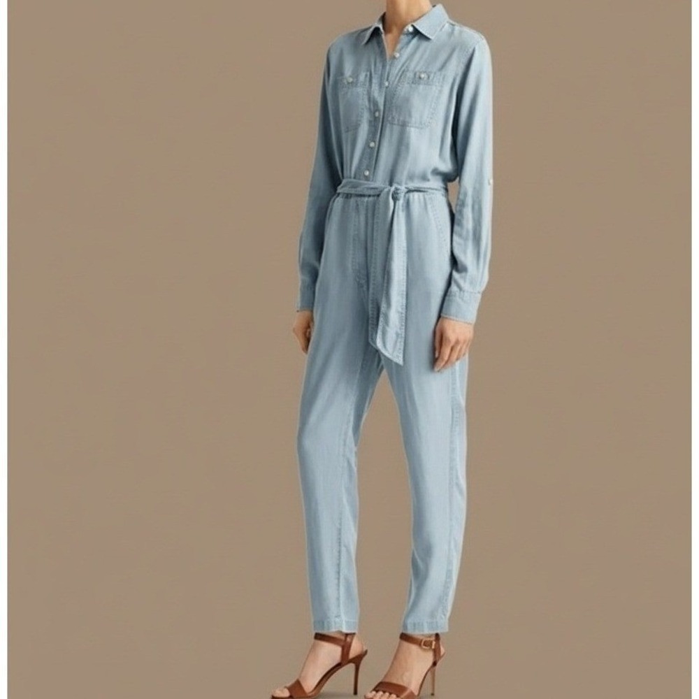 Lauren Ralph Lauren Denim Chambray‎ Jumpsuit Utility Shirt Dress Style Size 4